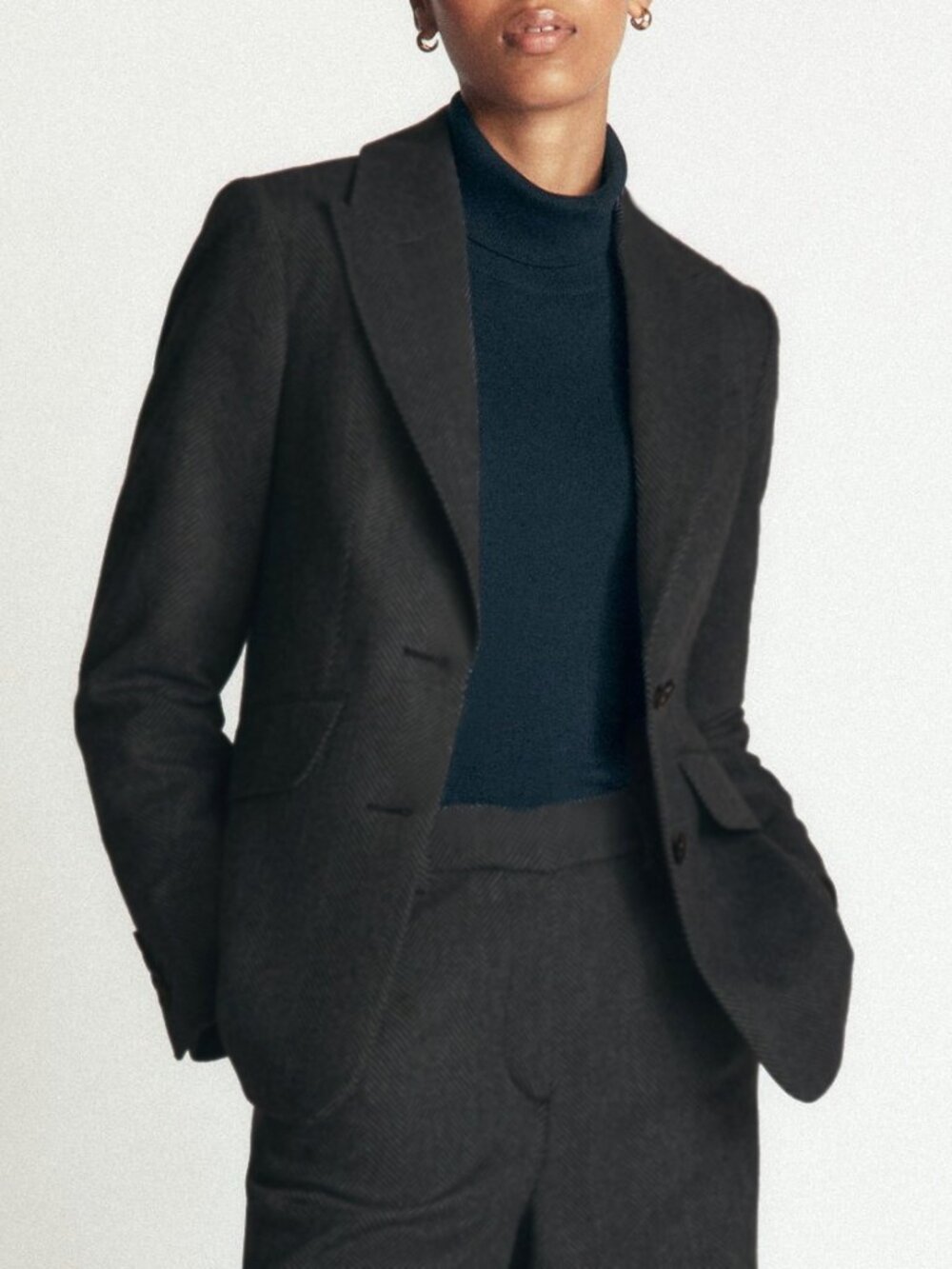 New Boden Wool Blend Single-Breasted Blazer Charcoal Grey 8 $299